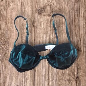 Victoria's Secret Vintage Green Crushed Velvet Underwire  Bra Size36B GOLD LABEL